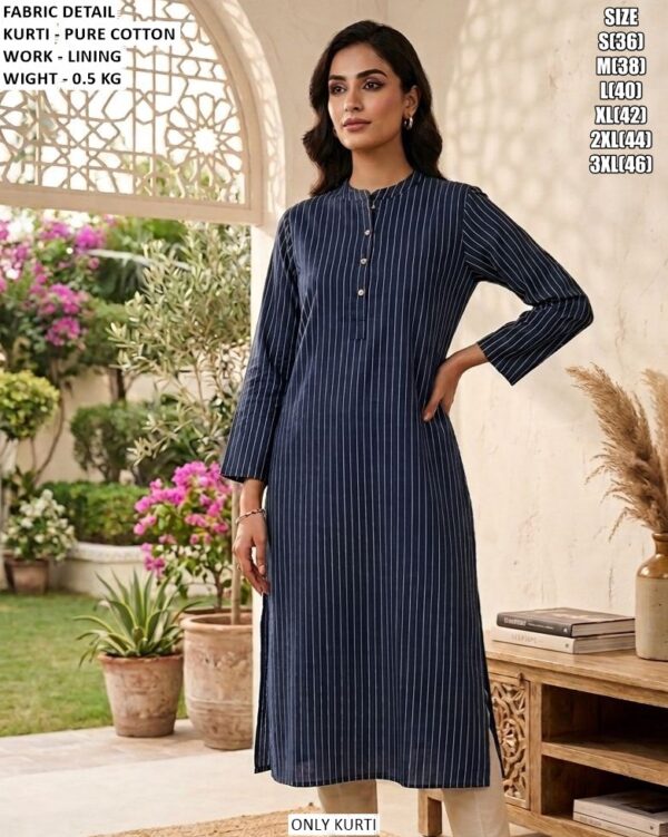 Elegant Lining Work Kurti For Office Wear