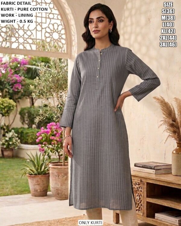 Elegant Lining Work Kurti For Office Wear