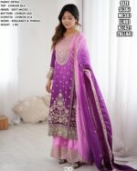 Heavy Thread Work Suit With Chinon Silk Dupatta