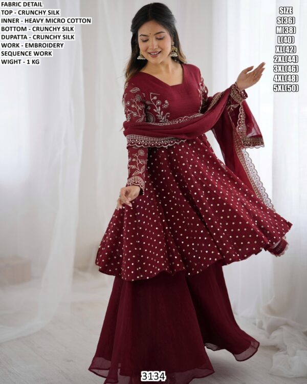 Designer Crunchy Silk Suit With Dupatta