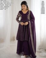 Designer Crunchy Silk Suit With Dupatta