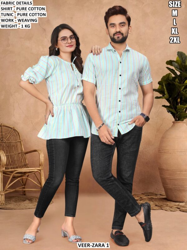 Trendy Pure Cotton Shirt For Men And Tunic For Women