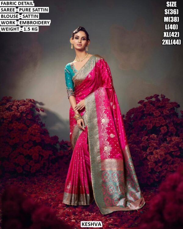 Heavy Embroidery Satin Saree For Occasion Wear