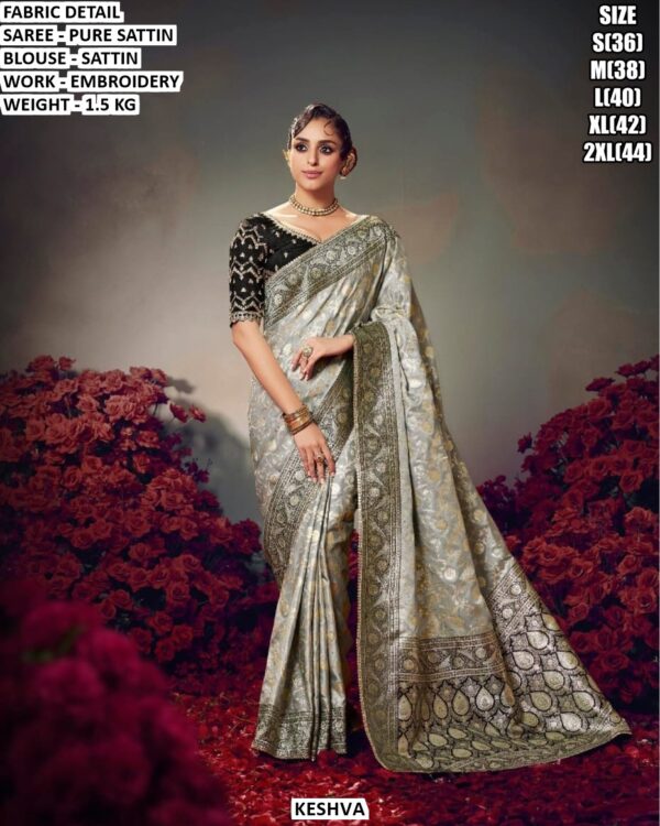 Heavy Embroidery Satin Saree For Occasion Wear