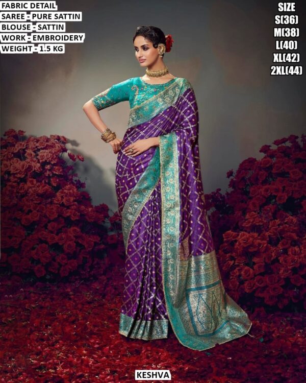 Heavy Embroidery Satin Saree For Occasion Wear