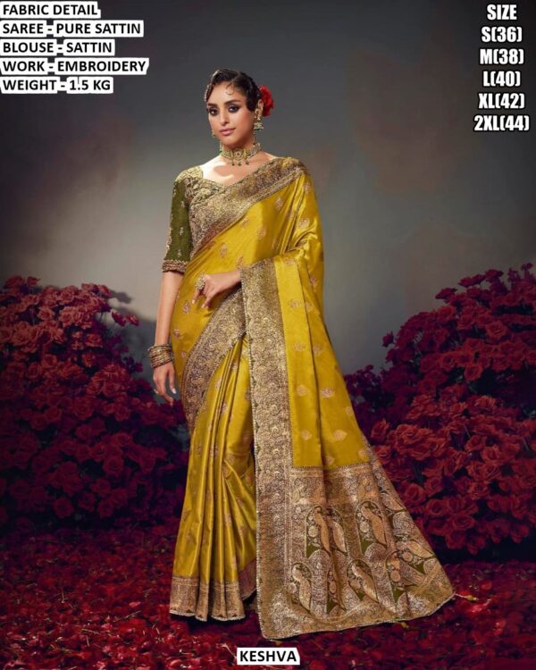 Heavy Embroidery Satin Saree For Occasion Wear
