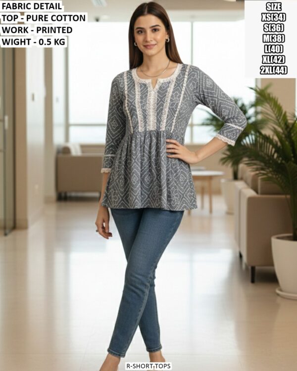 Designer Printed Cotton Top For Daily Styling