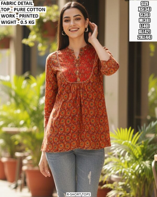 Designer Printed Cotton Top For Daily Styling