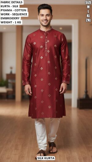 Trendy Men Ethnic Wear Silk Kurta