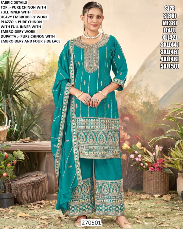 Stylish Pure Chinon Party Wear Suit Set
