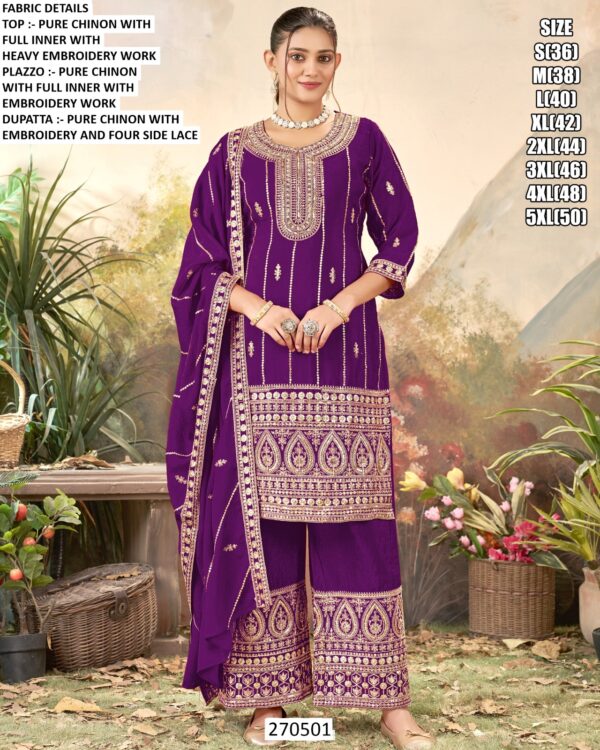 Stylish Pure Chinon Party Wear Suit Set