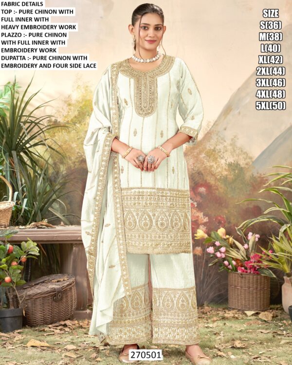 Stylish Pure Chinon Party Wear Suit Set