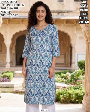 Pure Cotton Jaipuri Printed Kurti