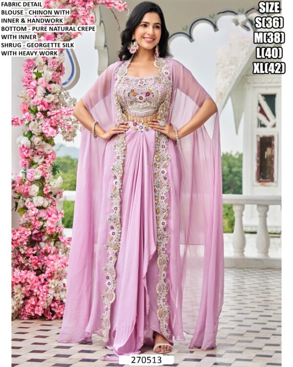 Party Wear Women Ethnic Outfit With Dupatta And Shrug