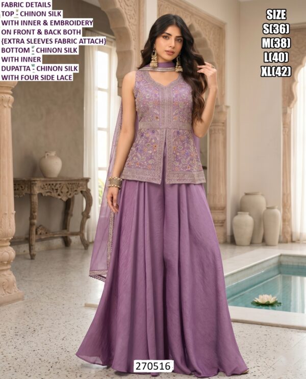 Party Wear Women Ethnic Outfit With Dupatta And Shrug