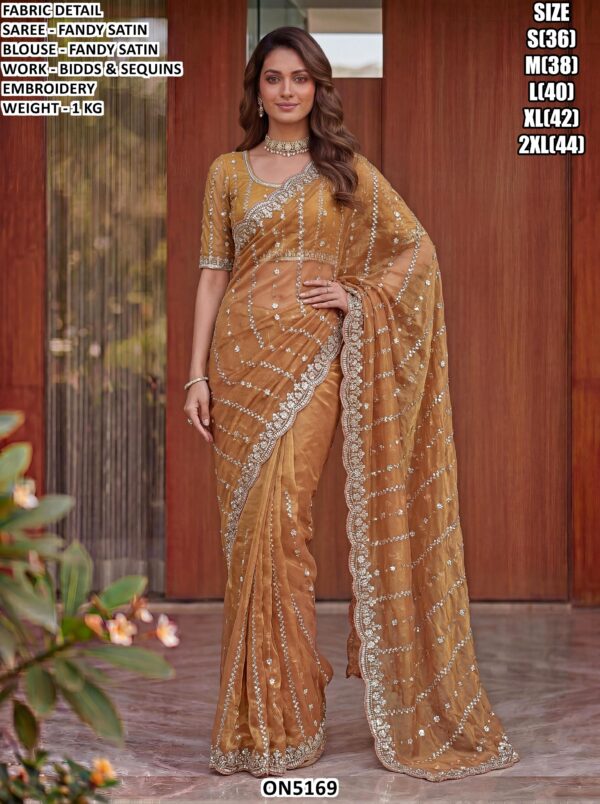 Designer Beads Sequins Embroidery Saree