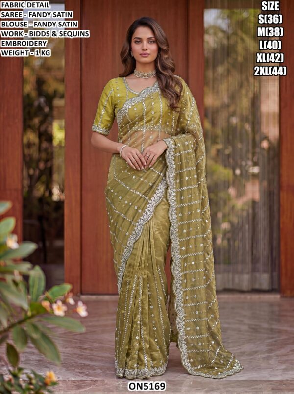 Designer Beads Sequins Embroidery Saree