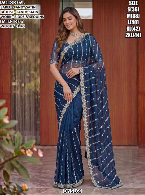 Designer Beads Sequins Embroidery Saree