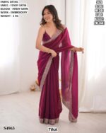 Fendy Satin Embroidery Saree With Blouse