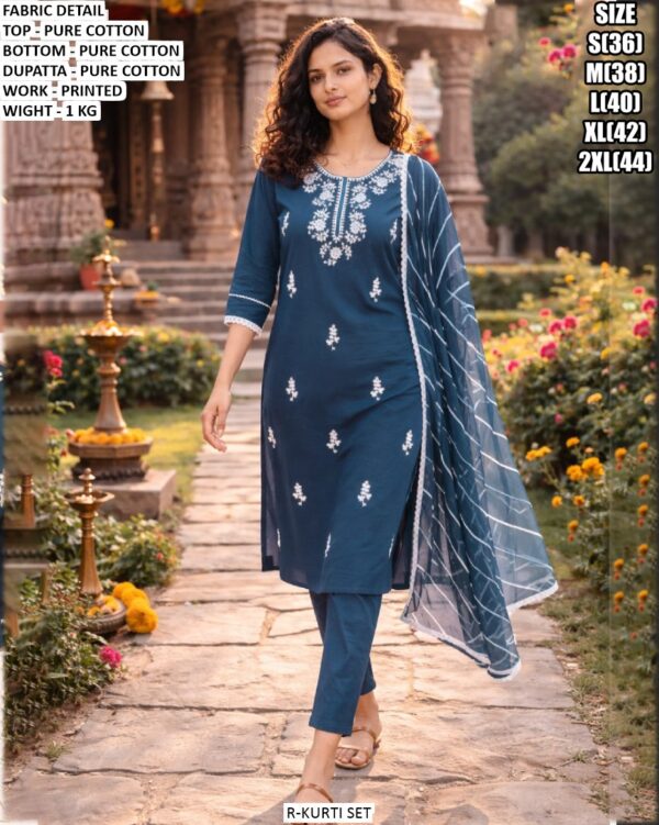 Heavy Cotton Printed Set With Embroidery Work