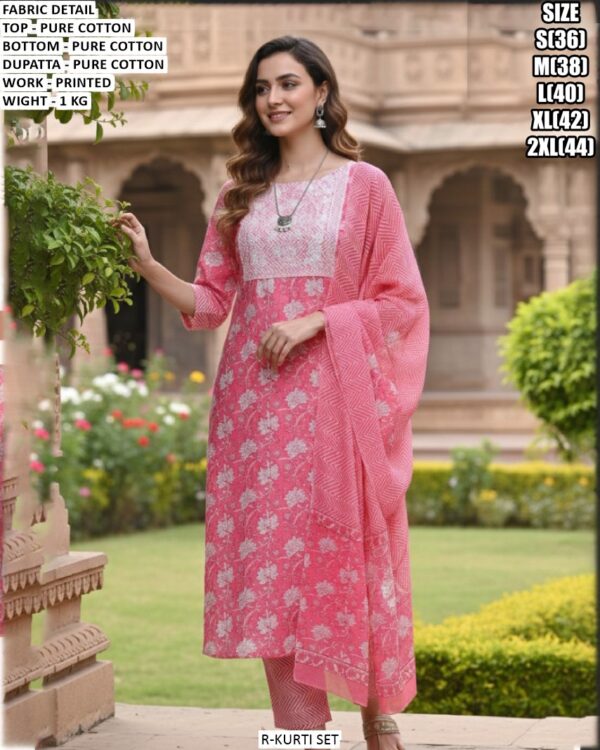 Heavy Cotton Printed Set With Embroidery Work