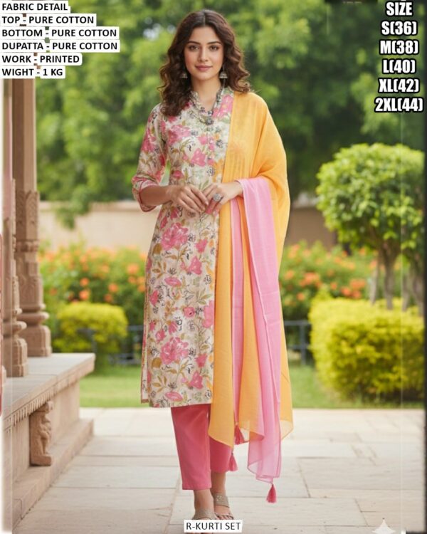 Heavy Cotton Printed Set With Embroidery Work