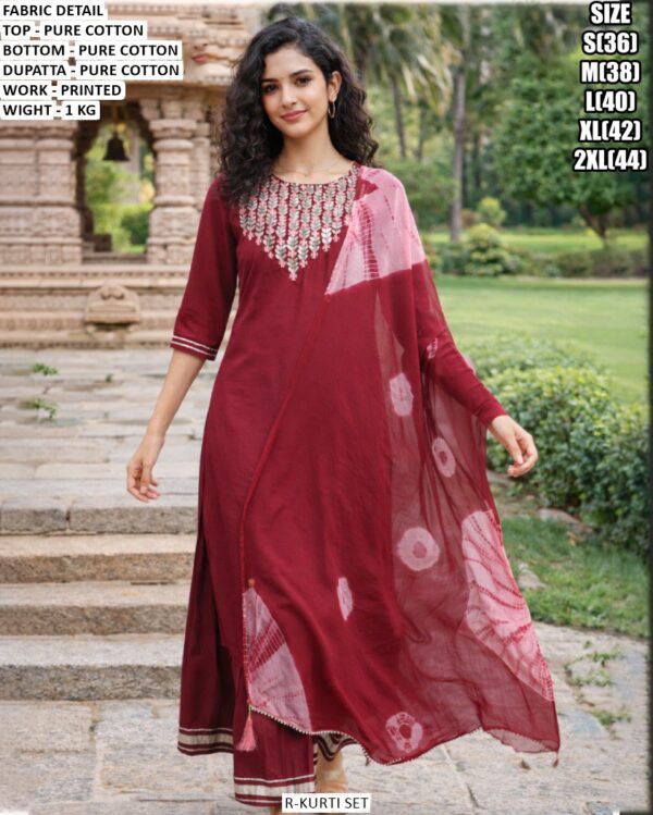 Heavy Cotton Printed Set With Embroidery Work