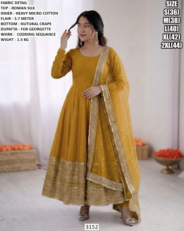 Designer Roman Silk Top Bottom Dupatta Set For Women