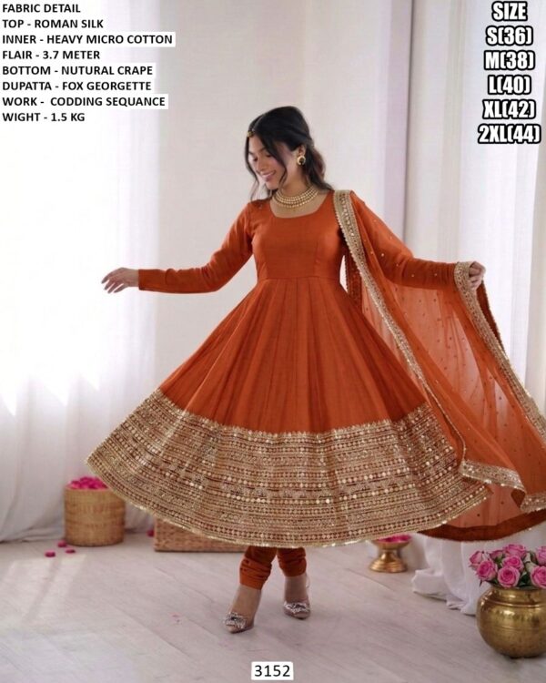 Designer Roman Silk Top Bottom Dupatta Set For Women