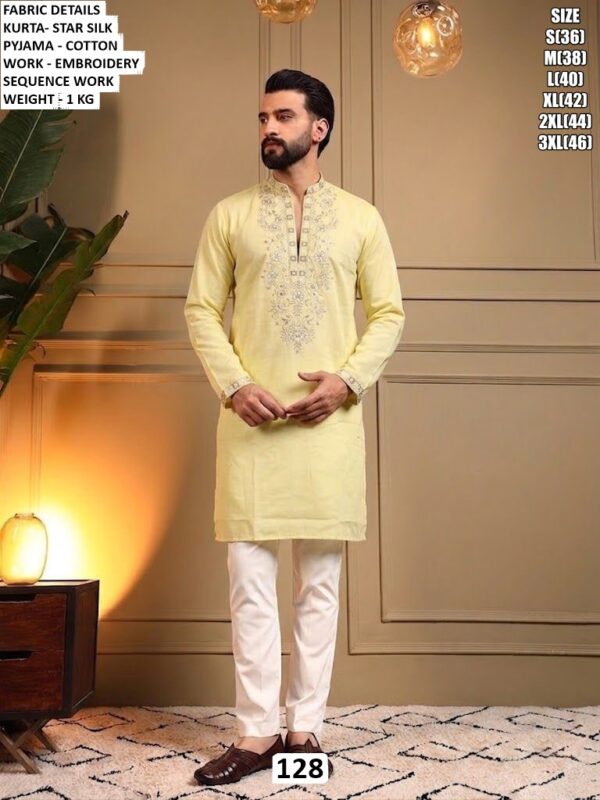 Festive Wear Men’S Kurta Set With Embroidery Work