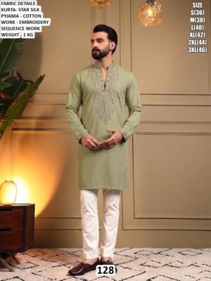 Festive Wear Men’S Kurta Set With Embroidery Work