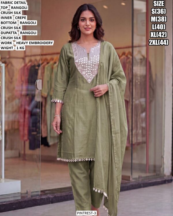 Rangoli Crush Silk Suit Set With Heavy Embroidery
