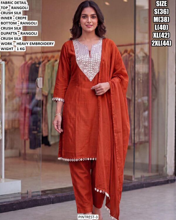 Rangoli Crush Silk Suit Set With Heavy Embroidery