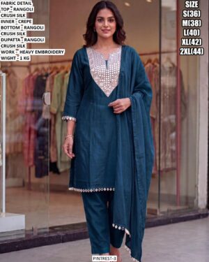 Rangoli Crush Silk Suit Set With Heavy Embroidery