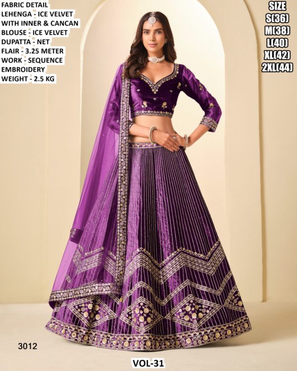 Wedding Wear Ice Velvet Lehenga Collection