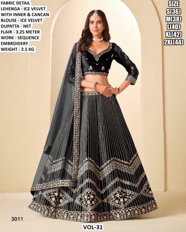 Wedding Wear Ice Velvet Lehenga Collection