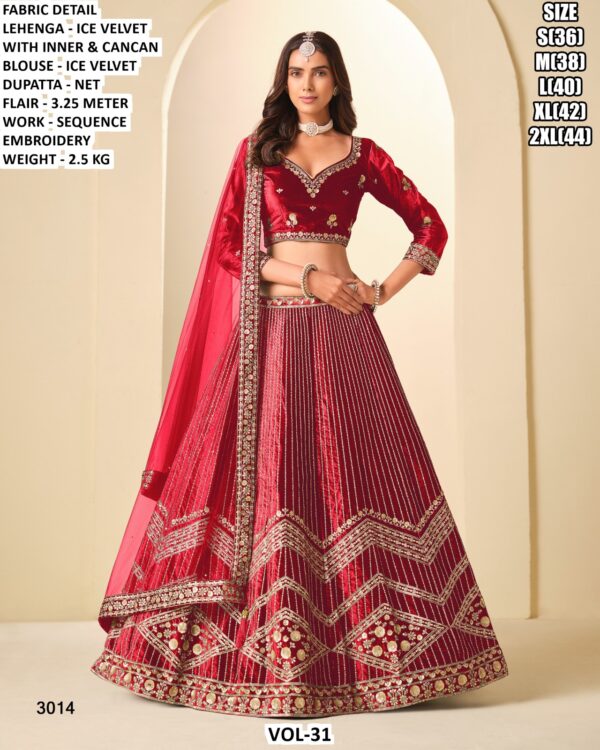 Wedding Wear Ice Velvet Lehenga Collection