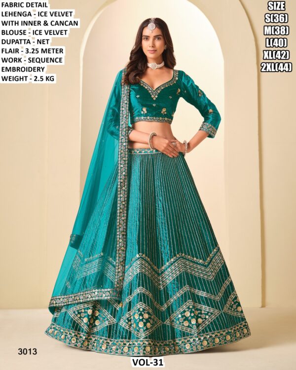 Wedding Wear Ice Velvet Lehenga Collection