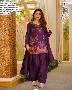 Premium Heavy Reyon Suit Set With Heavy Thred Work
