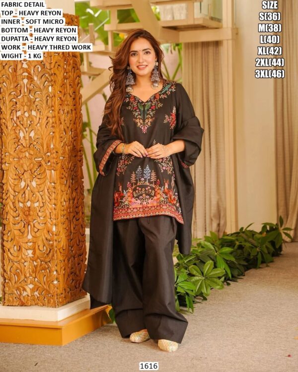 Premium Heavy Reyon Suit Set With Heavy Thred Work