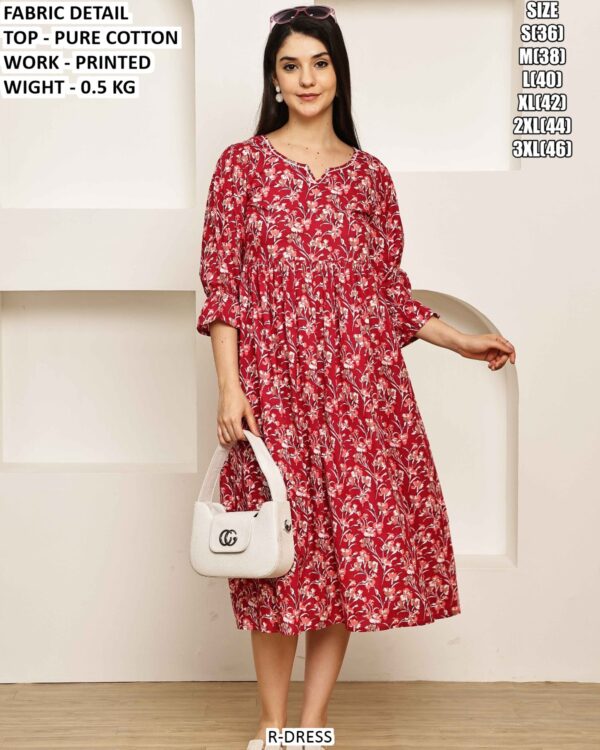 Comfortable Cotton Printed One Piece Dress