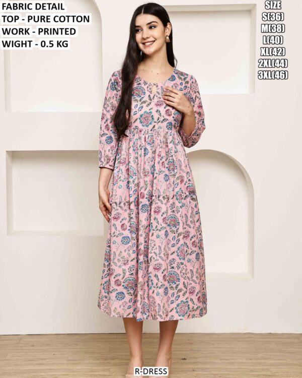 Comfortable Cotton Printed One Piece Dress