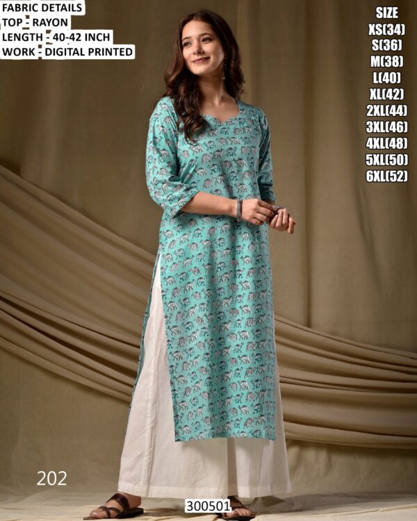 Stylish Rayon Digital Printed Daily Wear Kurti