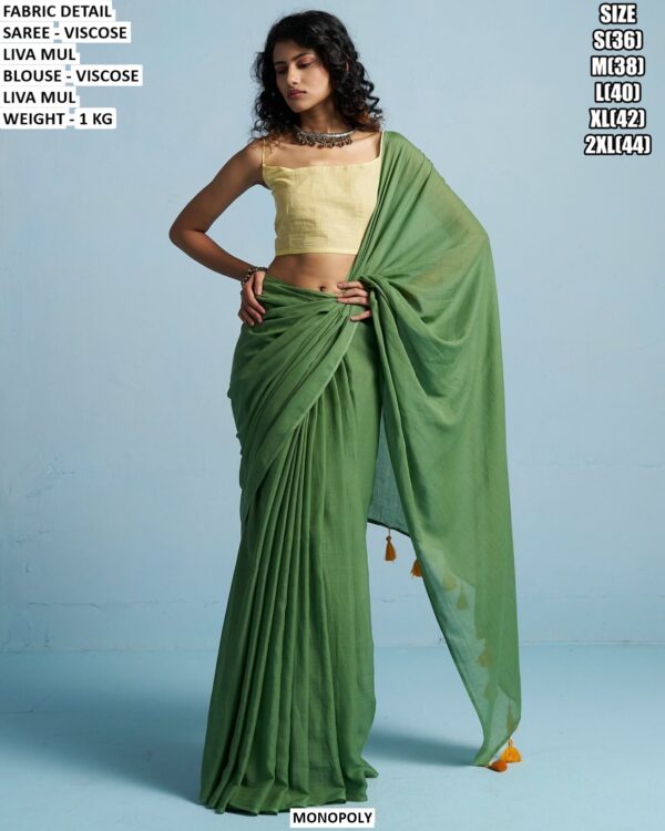 Elegant Viscose Liva Mul Saree For Women