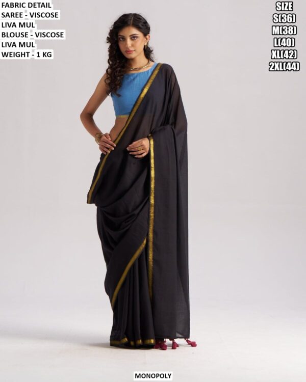 Elegant Viscose Liva Mul Saree For Women