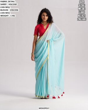 Elegant Viscose Liva Mul Saree For Women