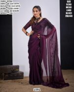 Nc Silk Satin Stone Work Saree With Blouse