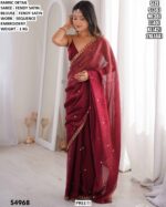 Fendy Satin Sequin Embroidery Saree With Blouse