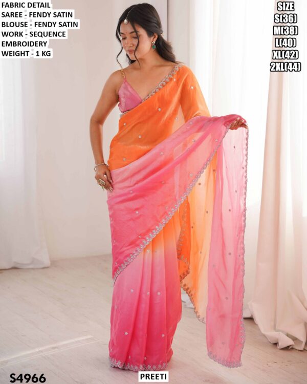 Fendy Satin Sequin Embroidery Saree With Blouse