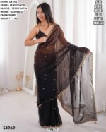 Fendy Satin Sequin Embroidery Saree With Blouse
